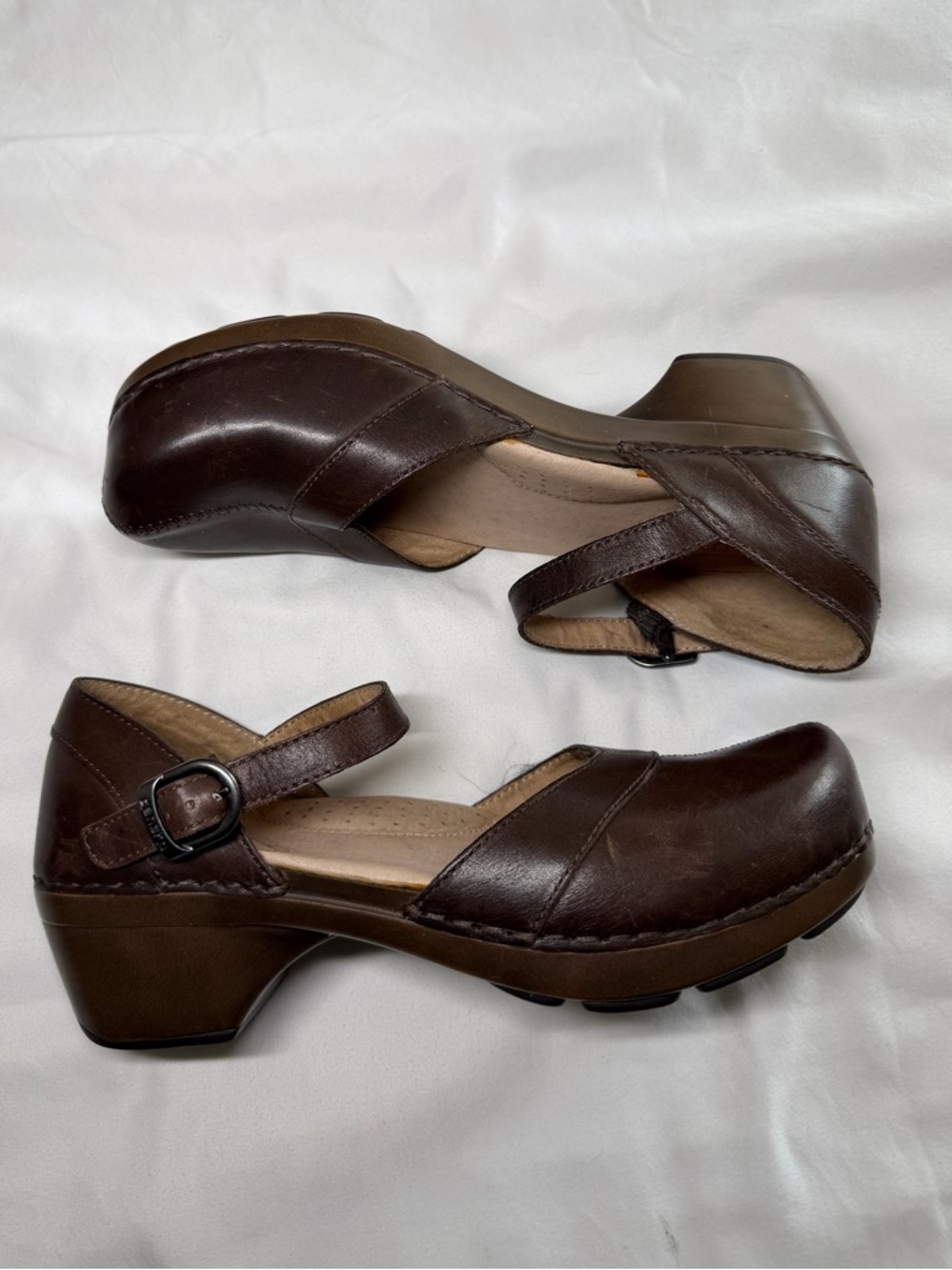 Dansko Brown Leather Mary Jane Clogs